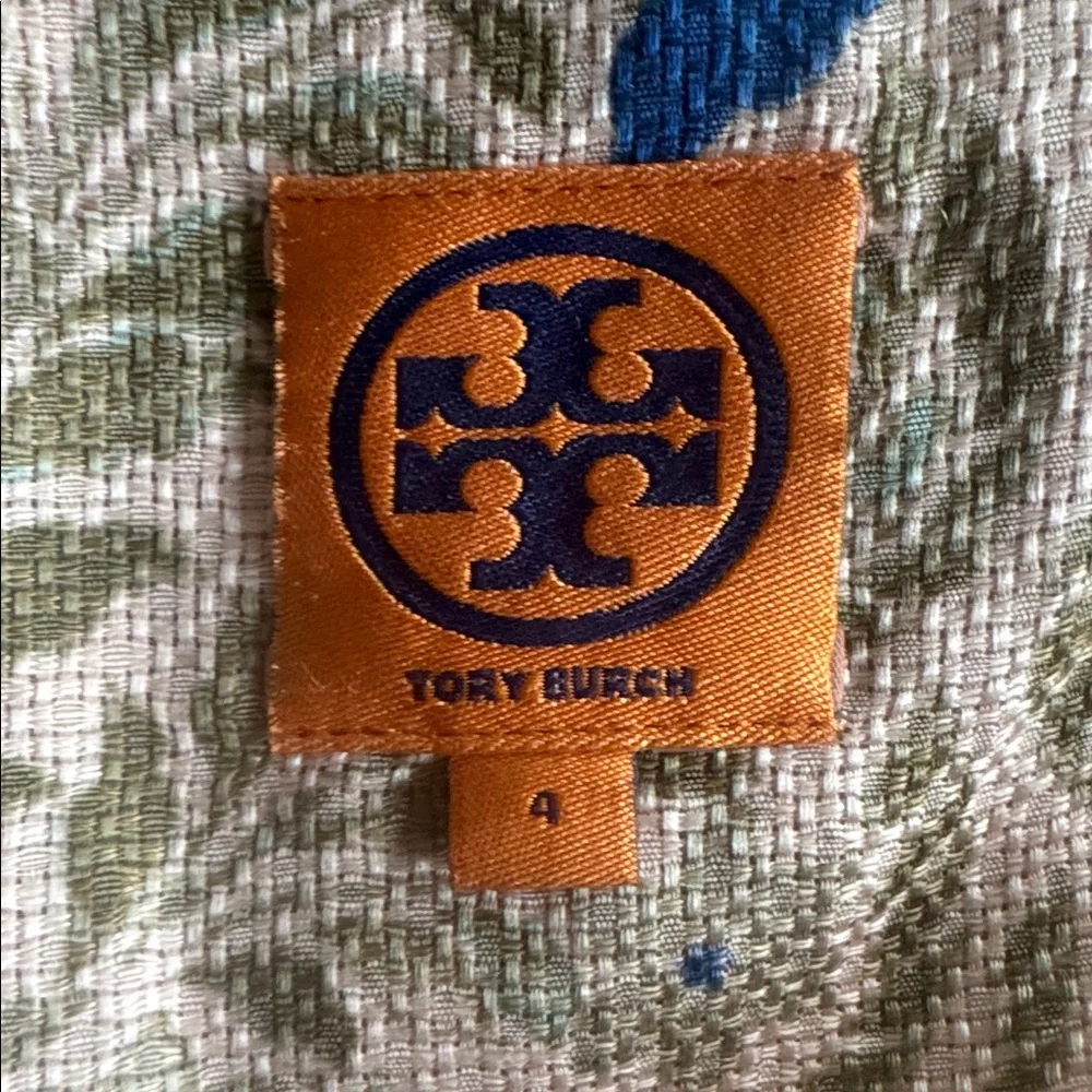 Tory Burch Cream Midi Dress with Blue and Pink Floral Embroidery 4 - Picture 11 of 11